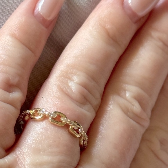 Stax 18k Gold Chain Link Diamond Ring - Picture 9 of 10